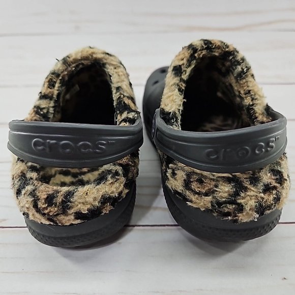 Crocs Baya Clog Toddler C8‎ C9 Brown Leopard Lined Clog - Picture 6 of 9